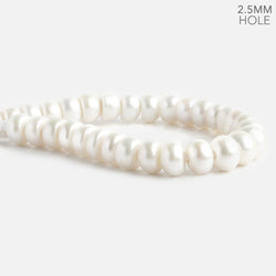 9.5-10mm Off White 2.5mm Large Hole Button Freshwater Pearls 30 pieces (ONLINE ORDER ONLY)