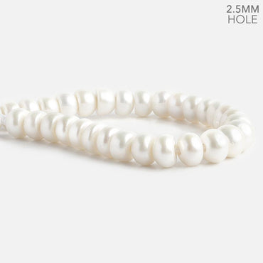 9.5-10mm Off White 2.5mm Large Hole Button Freshwater Pearls 30 pieces (ONLINE ORDER ONLY)