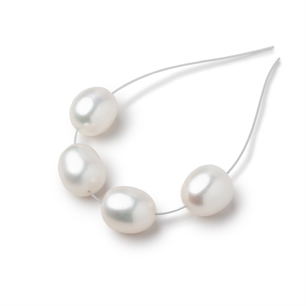 9.5-10mm Off White Oval Freshwater Pearl Set of 4 Beads (ONLINE ORDER ONLY)