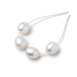 9.5-10mm Off White Oval Freshwater Pearl Set of 4 Beads (ONLINE ORDER ONLY)