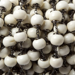 9.5-10mm Ox Bone Oxidized Silver Capped Chain by the foot 19 pcs (ONLINE ORDER ONLY)