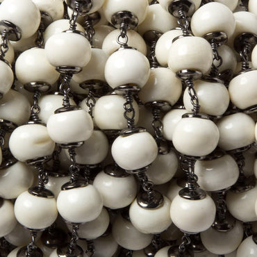 9.5-10mm Ox Bone Oxidized Silver Capped Chain by the foot 19 pcs (ONLINE ORDER ONLY)