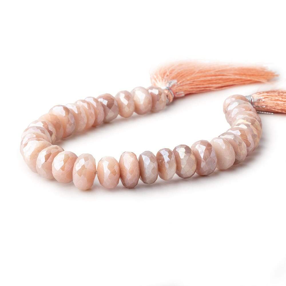 9.5-11.5mm Mystic Angel Skin Moonstone Faceted Rondelles 7.5 inch 32 Beads (ONLINE ORDER ONLY)
