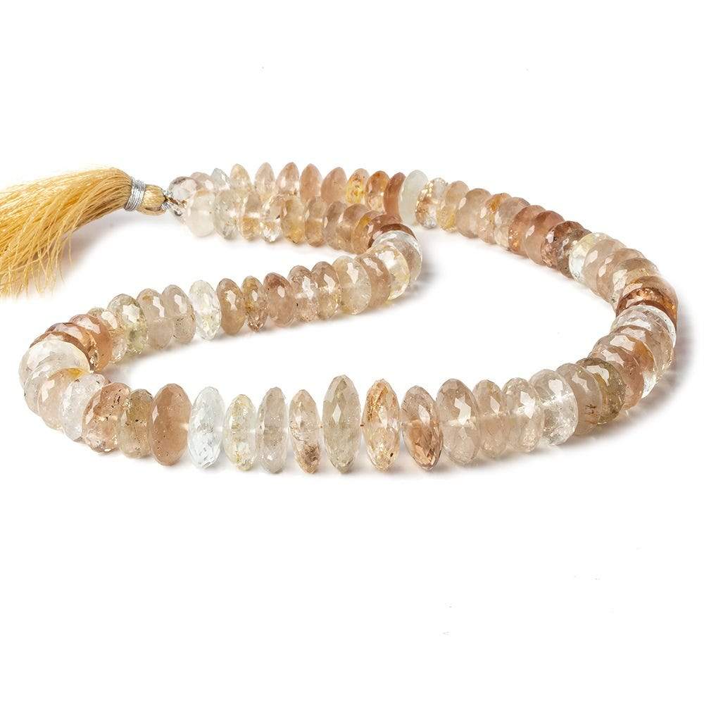 9.5-11.5mm White and Imperial Topaz German faceted rondelles 15.5 inch 82 beads A (ONLINE ORDER ONLY)