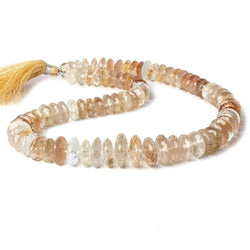 9.5-11.5mm White and Imperial Topaz German faceted rondelles 15.5 inch 82 beads A (ONLINE ORDER ONLY)