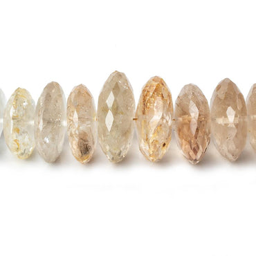 9.5-11.5mm White and Imperial Topaz German faceted rondelles 15.5 inch 82 beads A (ONLINE ORDER ONLY)