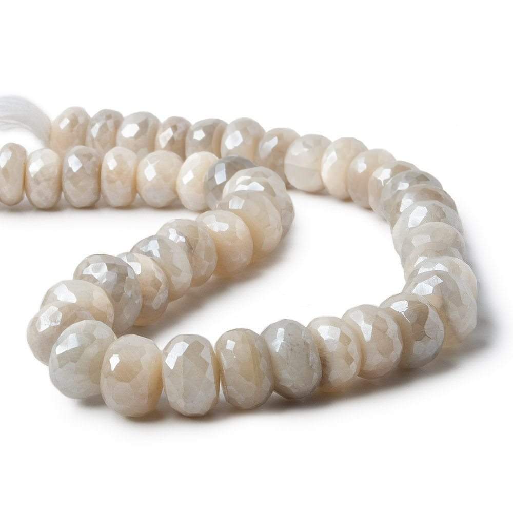 9.5-11mm Mystic Cream & Grey Moonstone faceted rondelle beads 13 inch 46 pieces A (ONLINE ORDER ONLY)