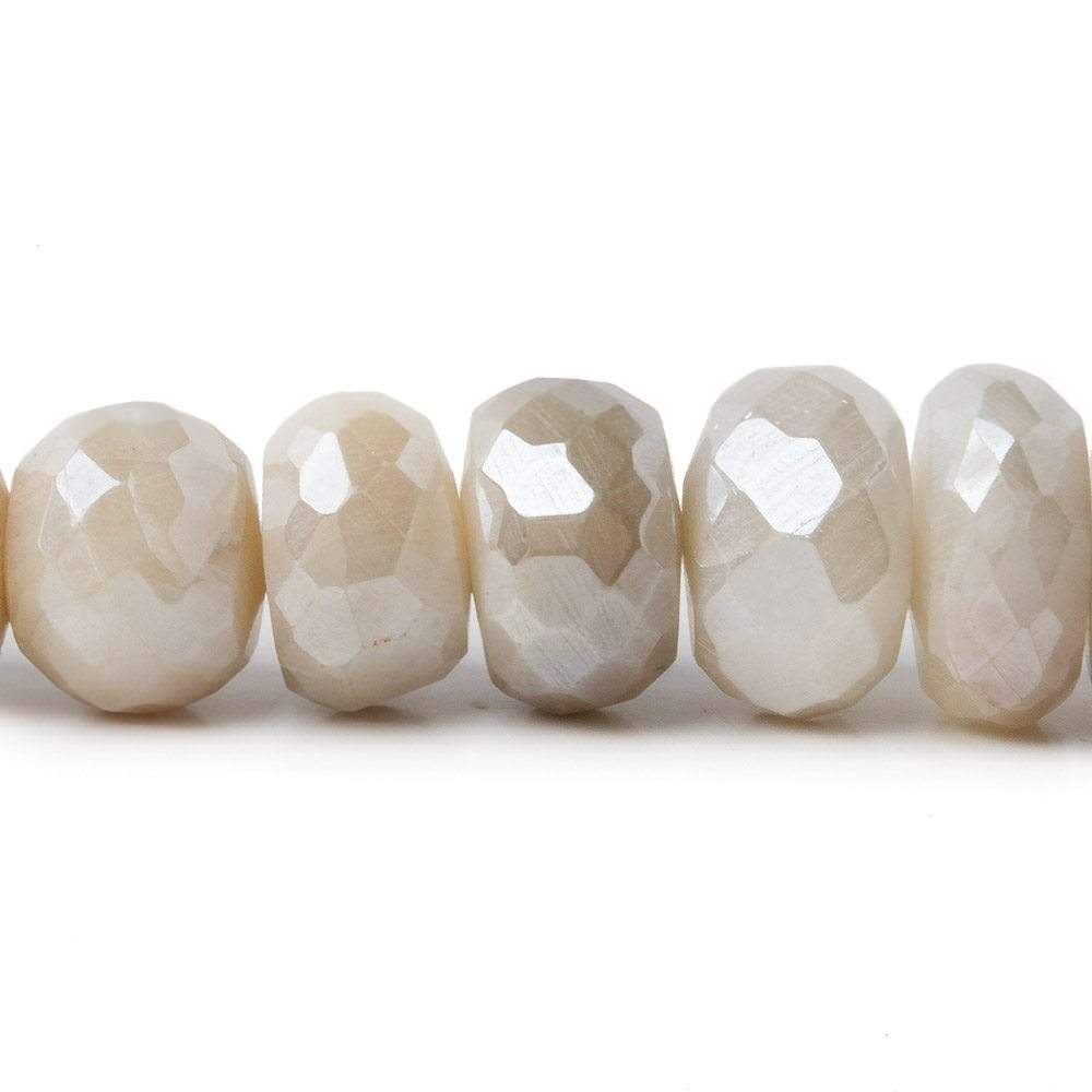 9.5-11mm Mystic Cream & Grey Moonstone faceted rondelle beads 13 inch 46 pieces A (ONLINE ORDER ONLY)