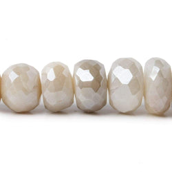 9.5-11mm Mystic Cream & Grey Moonstone faceted rondelle beads 13 inch 46 pieces A (ONLINE ORDER ONLY)
