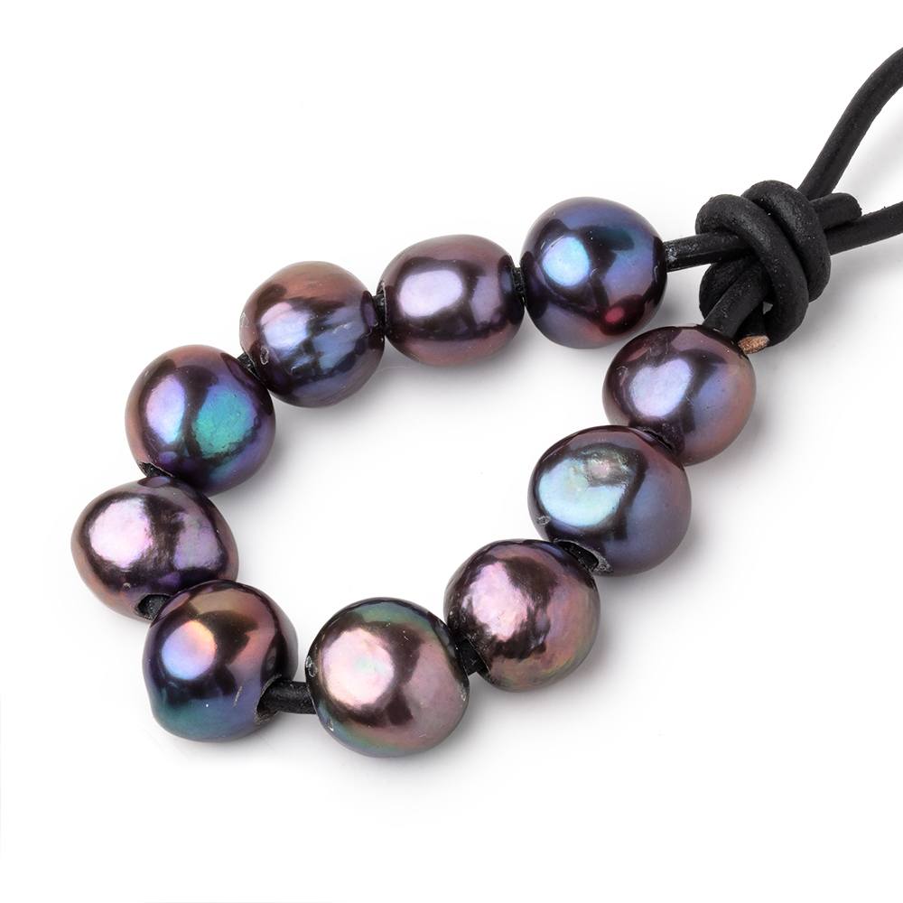 9.5-11mm Peacock Large Hole Baroque Pearls Set of 10 (ONLINE ORDER ONLY)
