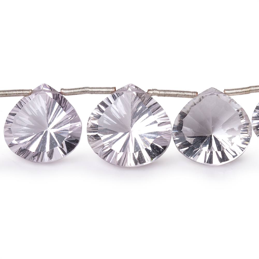 9.5-15mm Pink Amethyst Concave Faceted Heart Beads 3.5 inch 7 pieces AAA (ONLINE ORDER ONLY)