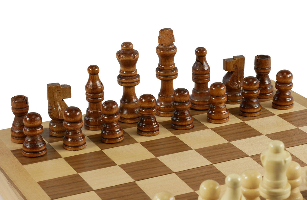 Chess Set - 10.5" Wood Folding Chess Set, Unweighted Wood Chessmen - 95105 (ONLINE ORDER ONLY)
