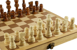 Chess Set - 10.5" Wood Folding Chess Set, Unweighted Wood Chessmen - 95105 (ONLINE ORDER ONLY)