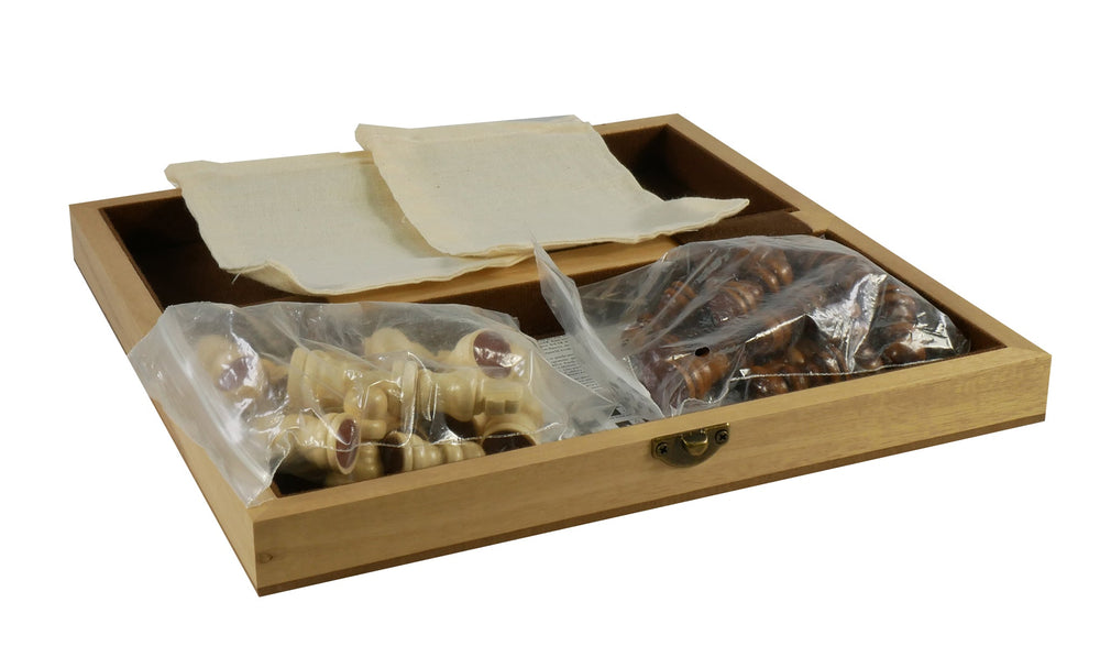Chess Set - 10.5" Wood Folding Chess Set, Unweighted Wood Chessmen - 95105 (ONLINE ORDER ONLY)