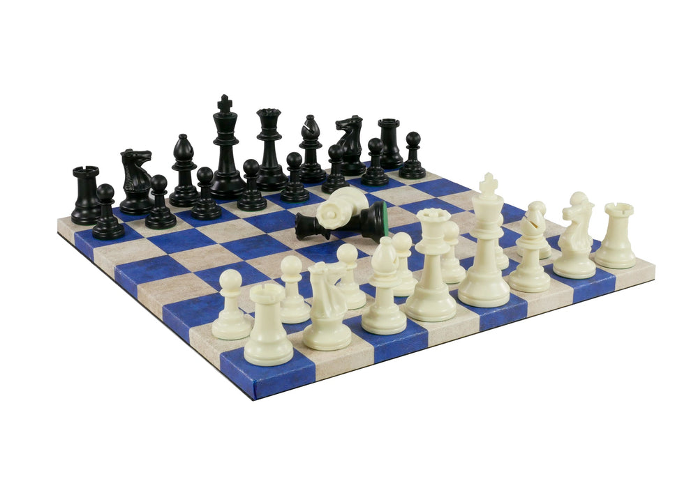 Chess Set- 3.75" Triple Weighted Chess Pieces (DQ) on Faux Leather Chess Board (ONLINE ORDER ONLY)