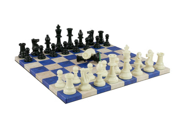 Chess Set- 3.75" Triple Weighted Chess Pieces (DQ) on Faux Leather Chess Board (ONLINE ORDER ONLY)