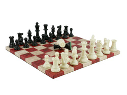 Chess Set- 3.75" Triple Weighted Chess Pieces (DQ) on Faux Leather Chess Board (ONLINE ORDER ONLY)