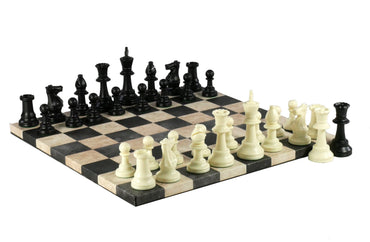 Chess Set- 3.75" Triple Weighted Chess Pieces (DQ) on Faux Leather Chess Board (ONLINE ORDER ONLY)