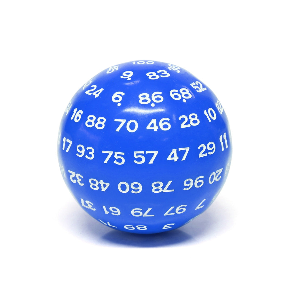 "Blue" Single 100 Sided Polyhedral Dice (D100) | Solid Blue Color (45mm) White (Online Only)