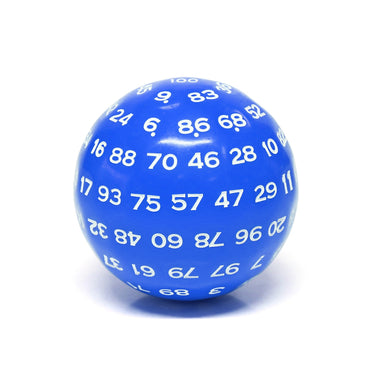 "Blue" Single 100 Sided Polyhedral Dice (D100) | Solid Blue Color (45mm) White (Online Only)