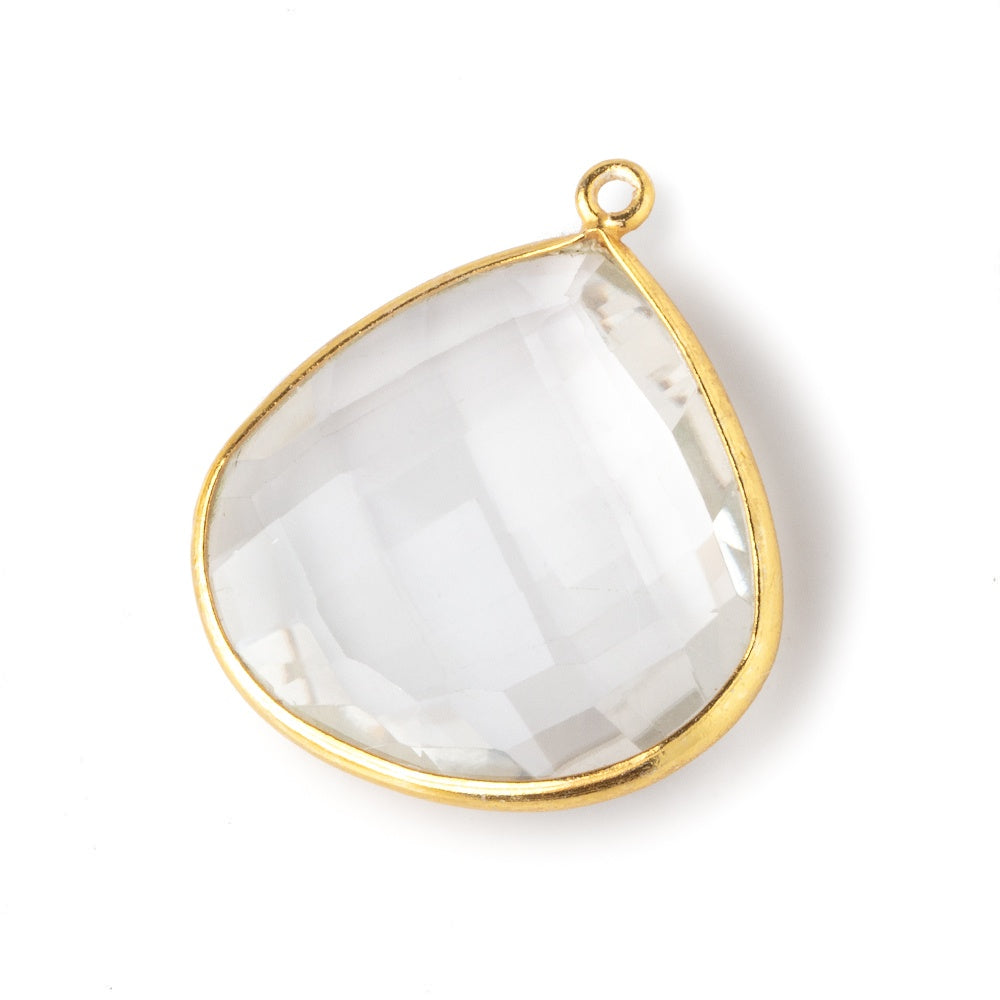 27x27mm Vermeil Bezeled Crystal Quartz faceted heart Pendant 1 piece (ONLINE ORDER ONLY)