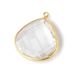 27x27mm Vermeil Bezeled Crystal Quartz faceted heart Pendant 1 piece (ONLINE ORDER ONLY)