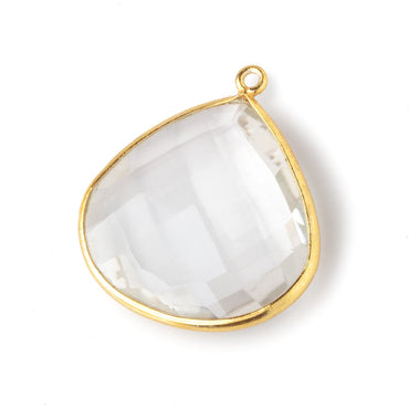 27x27mm Vermeil Bezeled Crystal Quartz faceted heart Pendant 1 piece (ONLINE ORDER ONLY)