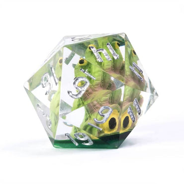Green Beholder 22mm D20 DND Roll a D20 Dice Handmade Sharp Resin (Online Only)