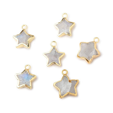10-11mm Gold Leafed Rainbow Moonstone Faceted Star Focal Pendant 1 piece (ONLINE ORDER ONLY)