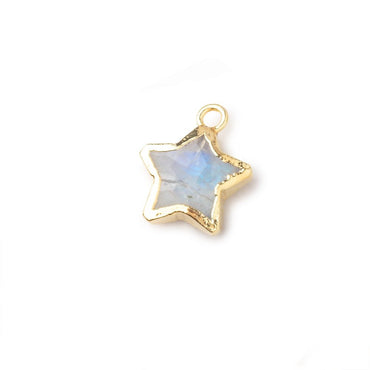 10-11mm Gold Leafed Rainbow Moonstone Faceted Star Focal Pendant 1 piece (ONLINE ORDER ONLY)