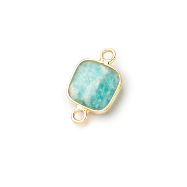 9.5mm Vermeil Bezel Amazonite Faceted Cushion Connectors 1 piece (ONLINE ORDER ONLY)