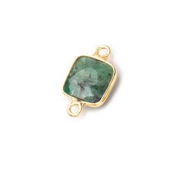 9.5mm Vermeil Bezel Emerald Faceted Cushion Connectors 1 piece (ONLINE ORDER ONLY)