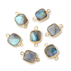 9.5mm Vermeil Bezel Labradorite Faceted Cushion Connectors 1 piece (ONLINE ORDER ONLY)