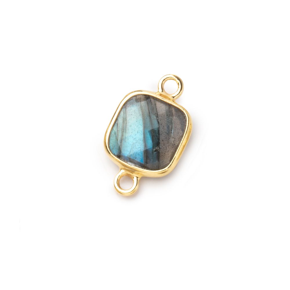 9.5mm Vermeil Bezel Labradorite Faceted Cushion Connectors 1 piece (ONLINE ORDER ONLY)