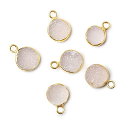 9.5mm Vermeil Bezel Pink Drusy Coin Pendant 1 piece (ONLINE ORDER ONLY)