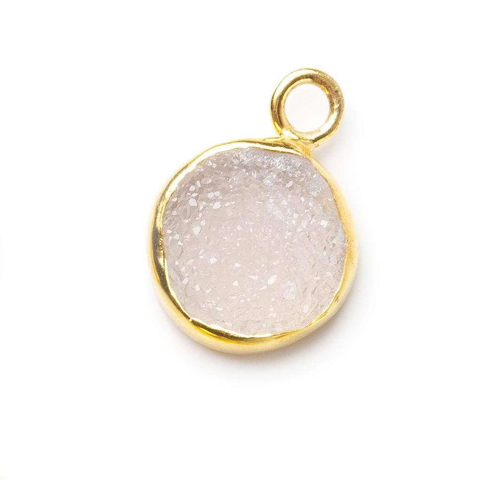 9.5mm Vermeil Bezel Pink Drusy Coin Pendant 1 piece (ONLINE ORDER ONLY)