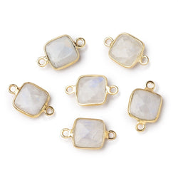 9.5mm Vermeil Bezel Rainbow Moonstone Faceted Cushion Connector 1 piece (ONLINE ORDER ONLY)