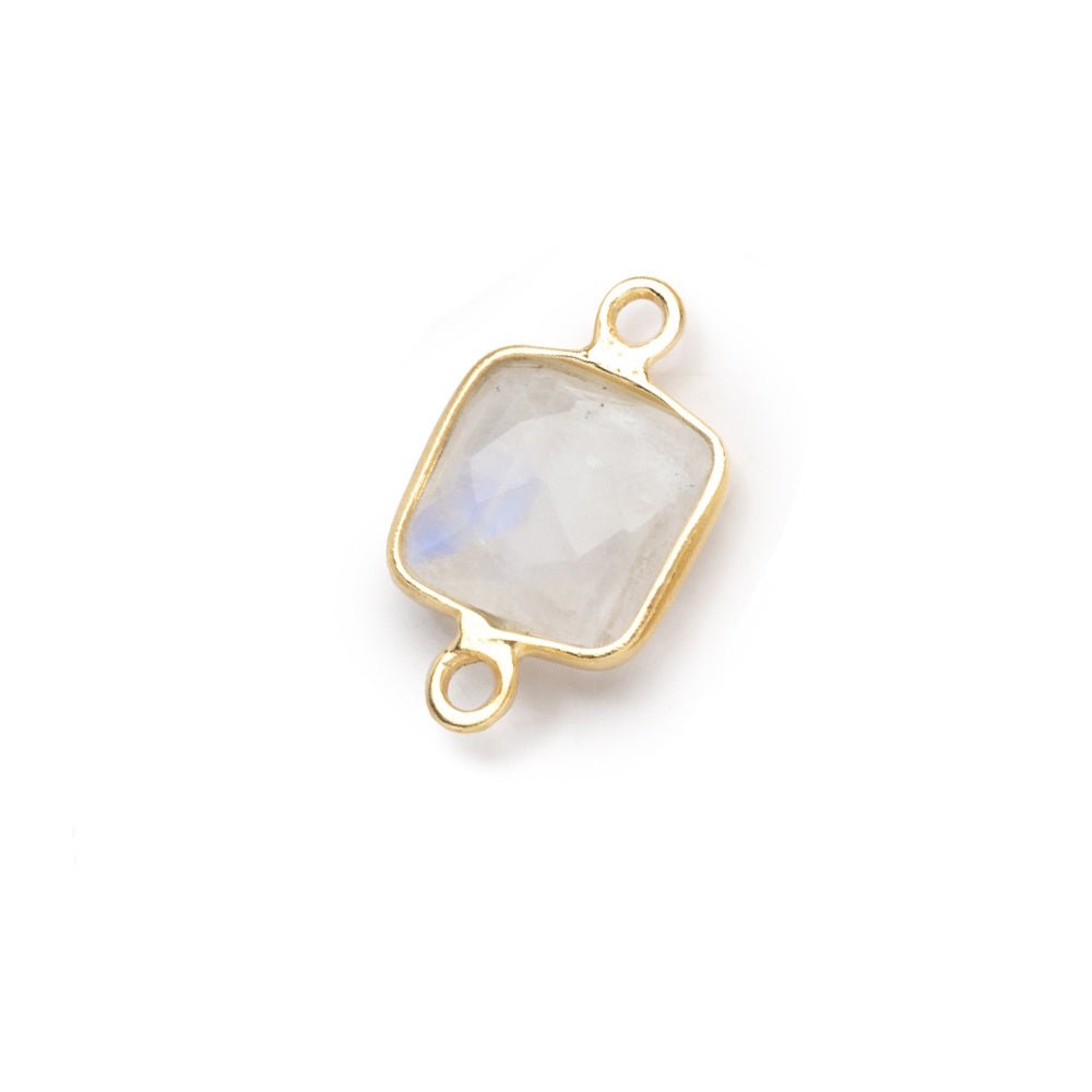 9.5mm Vermeil Bezel Rainbow Moonstone Faceted Cushion Connector 1 piece (ONLINE ORDER ONLY)
