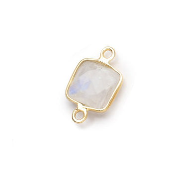 9.5mm Vermeil Bezel Rainbow Moonstone Faceted Cushion Connector 1 piece (ONLINE ORDER ONLY)