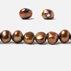 9.5x10.5-10x11.5mm Honey Brown Baroque 2.5mm large hole Pearls 15 in. 43 pcs (ONLINE ORDER ONLY)