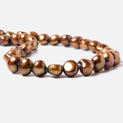 9.5x10.5-10x11.5mm Honey Brown Baroque 2.5mm large hole Pearls 15 in. 43 pcs (ONLINE ORDER ONLY)
