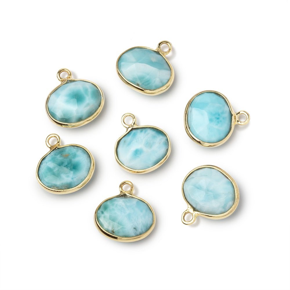 9.5x11mm Vermeil Bezel Larimar Faceted Oval Pendant 1 piece AA (ONLINE ORDER ONLY)
