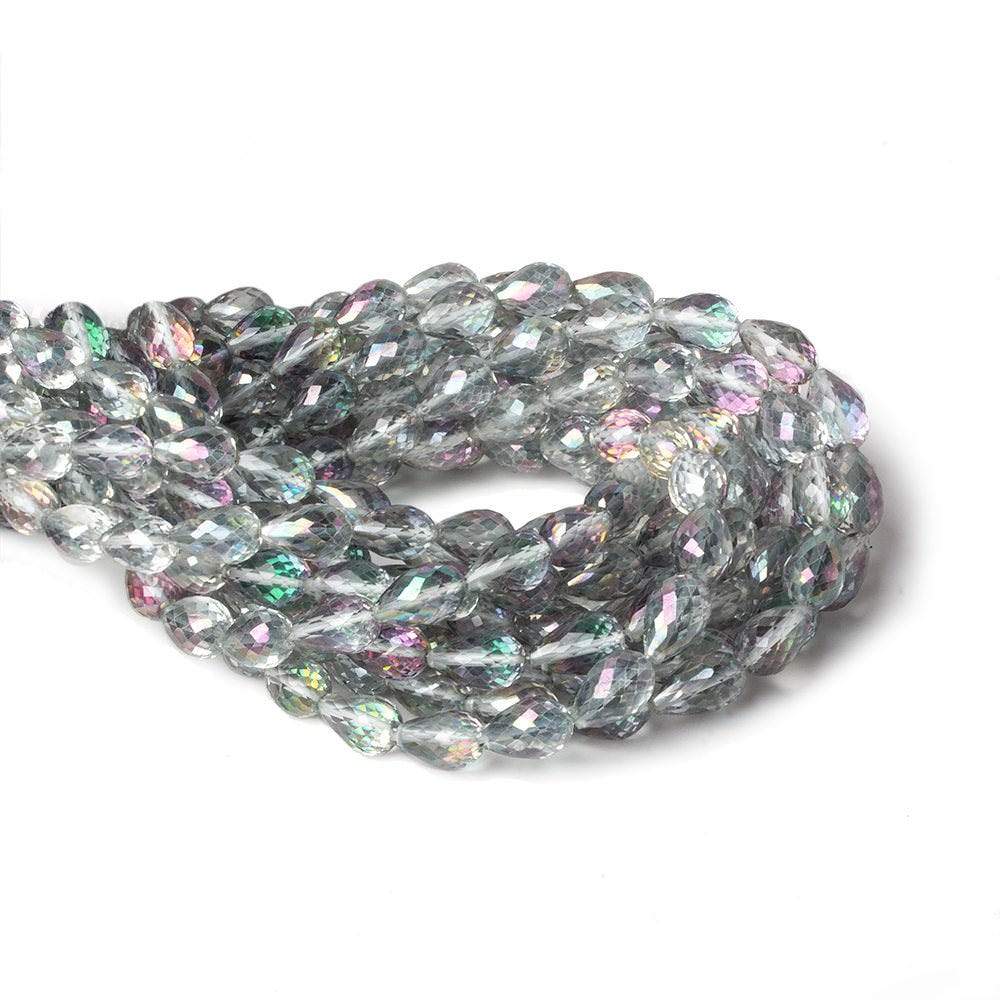 9.5x6.5mm Mystic White Topaz straight drilled faceted tear drops 9 inch 25 beads AA (ONLINE ORDER ONLY)