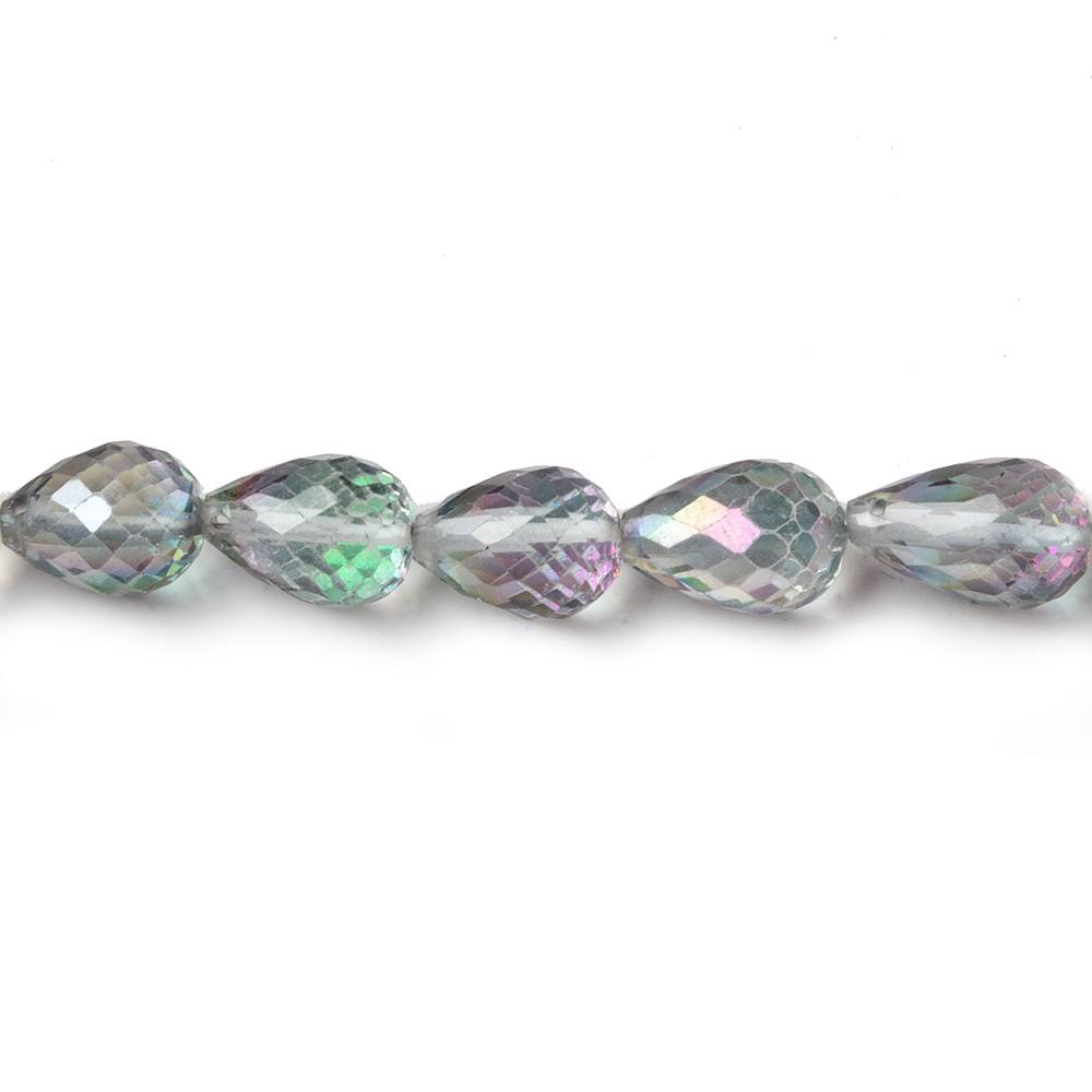 9.5x6.5mm Mystic White Topaz straight drilled faceted tear drops 9 inch 25 beads AA (ONLINE ORDER ONLY)