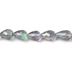 9.5x6.5mm Mystic White Topaz straight drilled faceted tear drops 9 inch 25 beads AA (ONLINE ORDER ONLY)