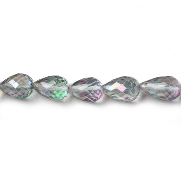 9.5x6.5mm Mystic White Topaz straight drilled faceted tear drops 9 inch 25 beads AA (ONLINE ORDER ONLY)