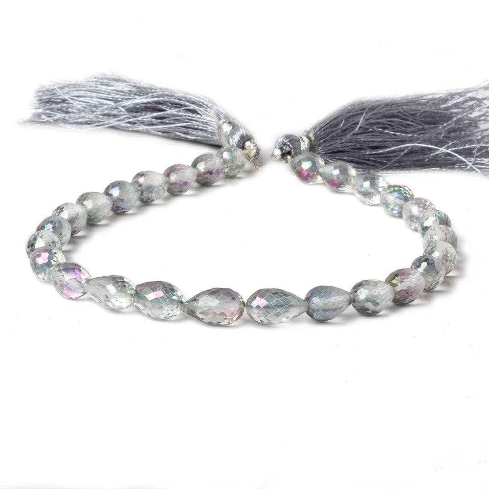 9.5x6.5mm Mystic White Topaz straight drilled faceted tear drops 9 inch 25 beads AA (ONLINE ORDER ONLY)