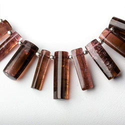 9.5x6x6-21x6x6mm Bi-Color Tourmaline top drilled plain Triangular Tubes 8 inch 26 beads AAA (ONLINE ORDER ONLY)