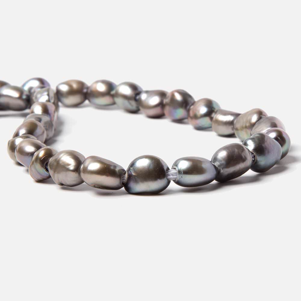 9.5x8-11x9mm Dark Mink Silver Baroque 2.5mm large hole Pearls 15 in. 39 pcs (ONLINE ORDER ONLY)