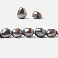 9.5x8-11x9mm Dark Mink Silver Baroque 2.5mm large hole Pearls 15 in. 39 pcs (ONLINE ORDER ONLY)